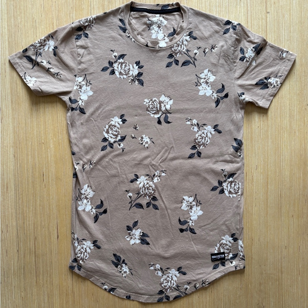 Hollister Men's Logo Floral Print Short Sleeve Crewneck Tshirt Size XS